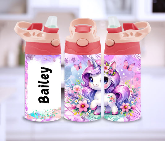 Purple Unicorn Kids Personalized 12oz Tumbler