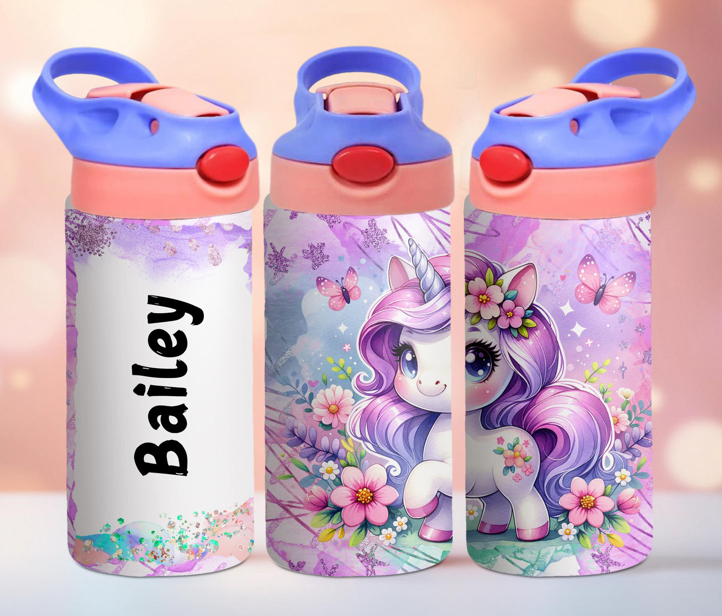 Purple Unicorn Kids Personalized 12oz Tumbler