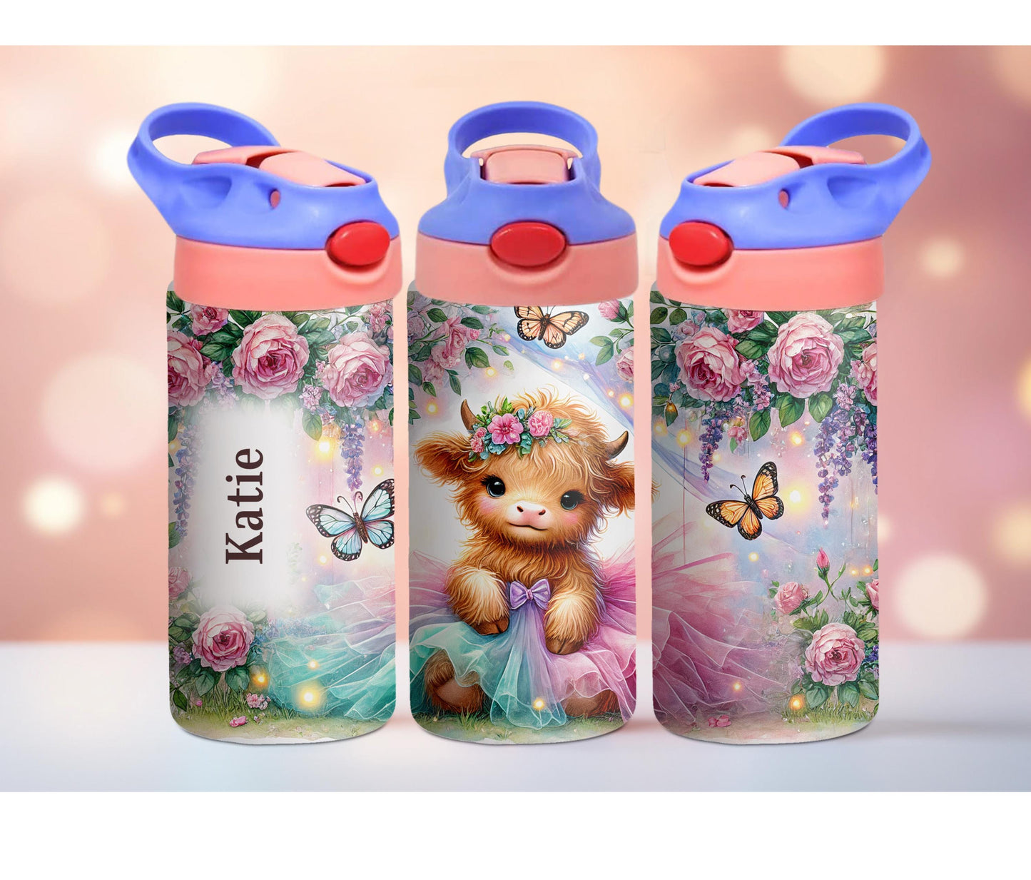Highland Cow with Tutu Kids Personalized 12oz Tumbler