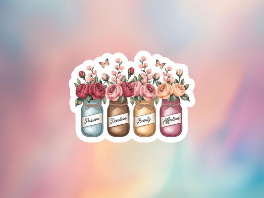 Rose & Honeysuckle June Birth Month Flower Sticker