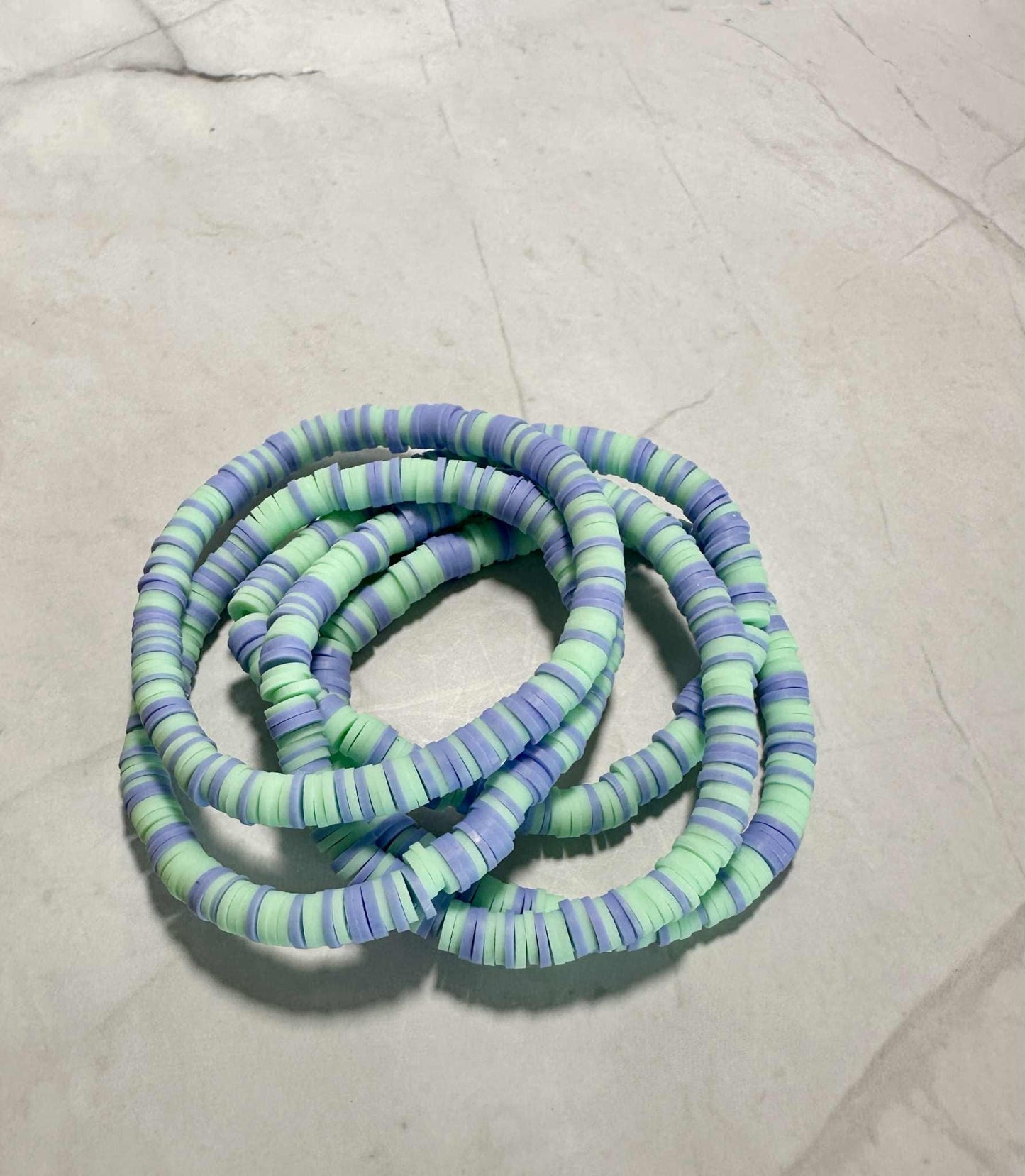Single Strand Minted Lilac Clay Heishi Bead Bracelet