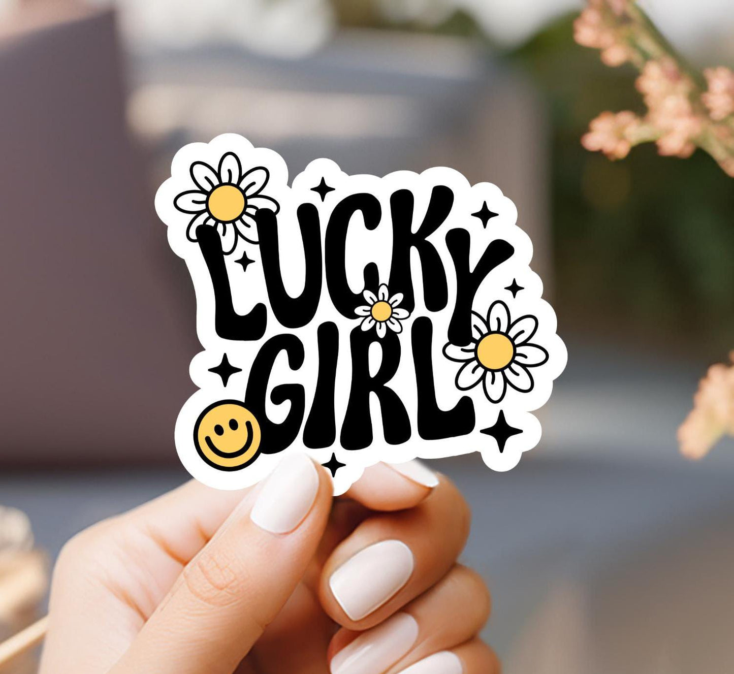 Lucky Girl Retro Sticker