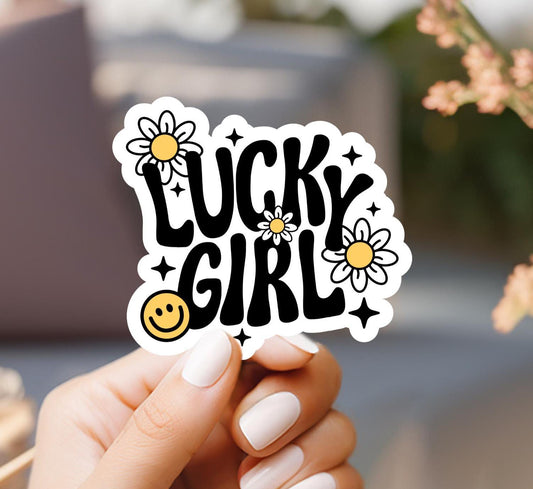Lucky Girl Retro Sticker