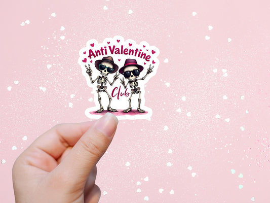 Anti Valentine Club Skeleton Sticker