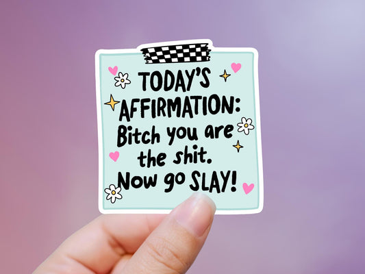Today's Affirmation, Bitch You Are The Shit Now Go Slay Sticker