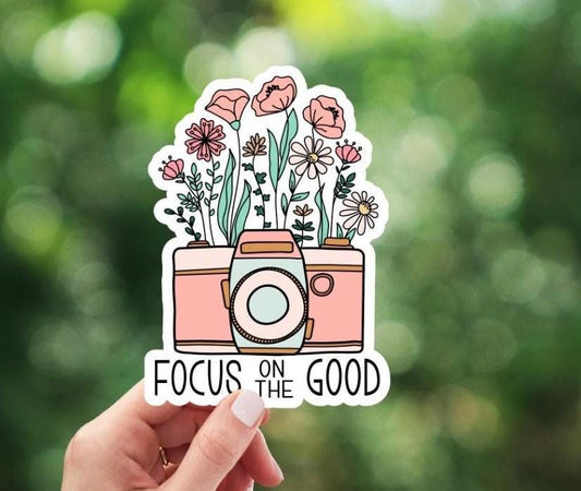 Focus On The Good Flower and Camera Sticker