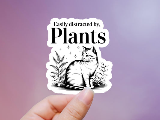 Easily Distracted By Plants Cat Sticker
