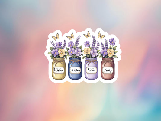 February Birth Flower Violet & Primrose Sticker
