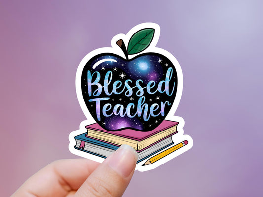 Blessed Teacher Apple and Books Sticker