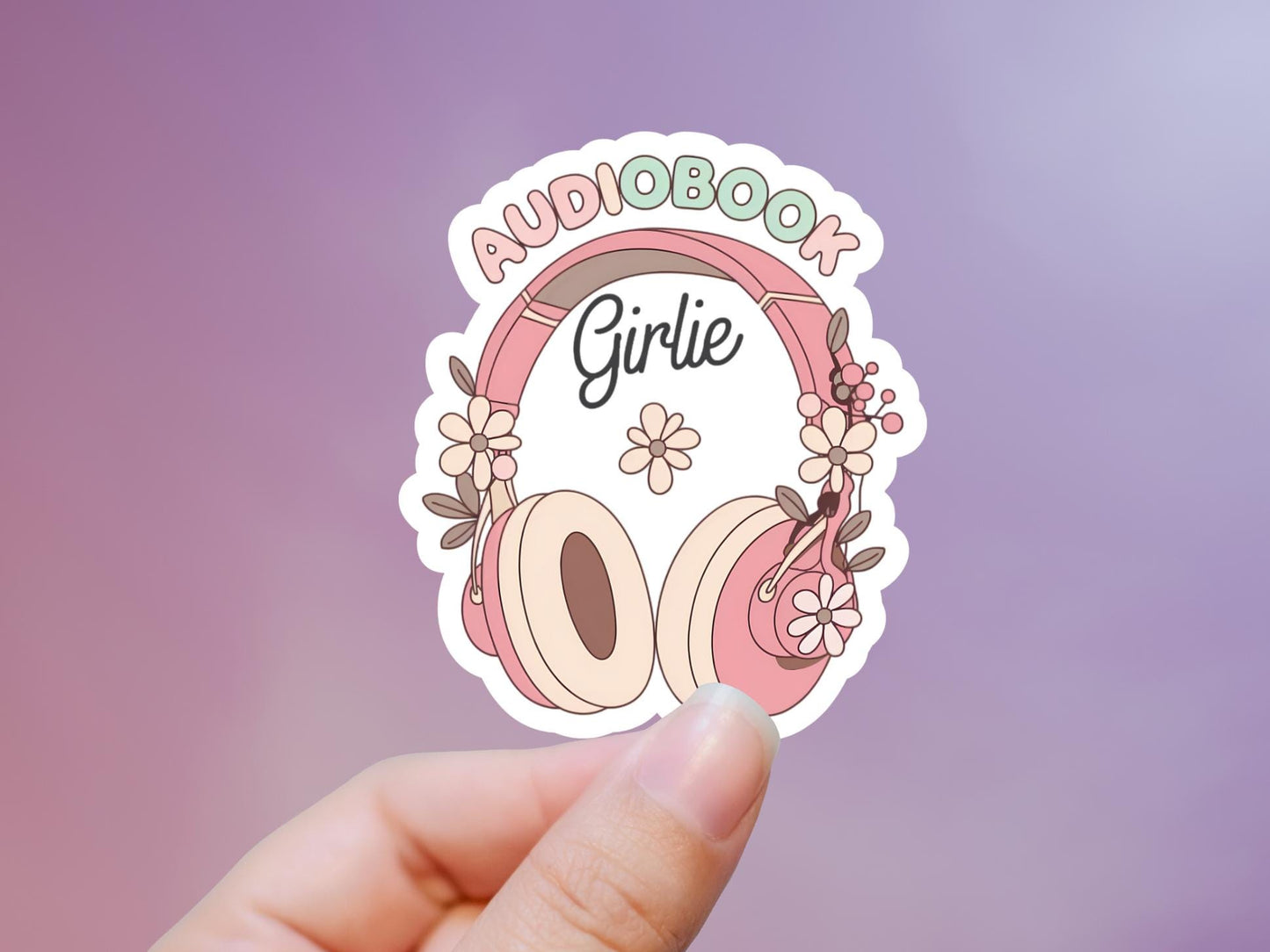 Audiobook Girlie Headphones Sticker