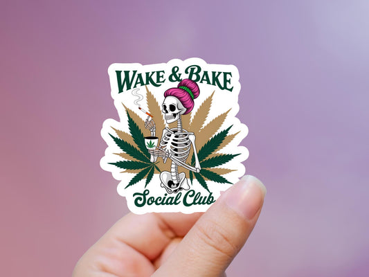 Wake and Bake Social Club Skeleton Sticker