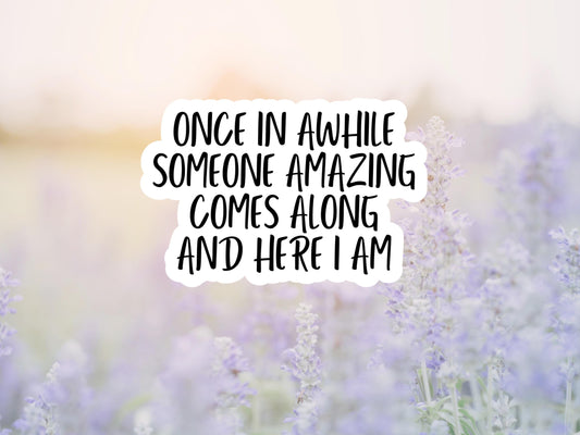 Once In Awhile Someone Amazing Comes Along And Here I Am Sticker