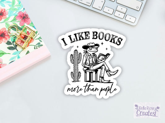 I Like Books More Than People Frog Reading Sticker