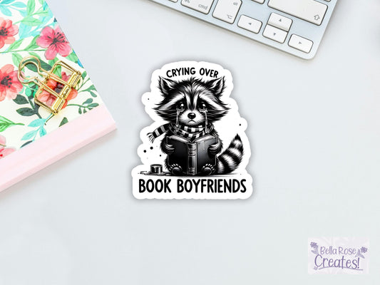 Crying Over Book Boyfriends Raccoon Sticker