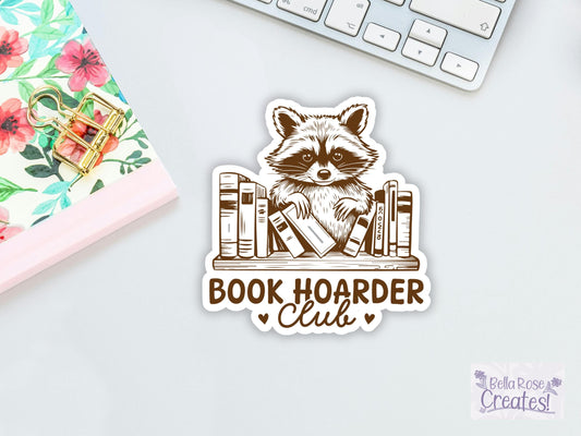 Raccoon Book Hoarder Club Sticker