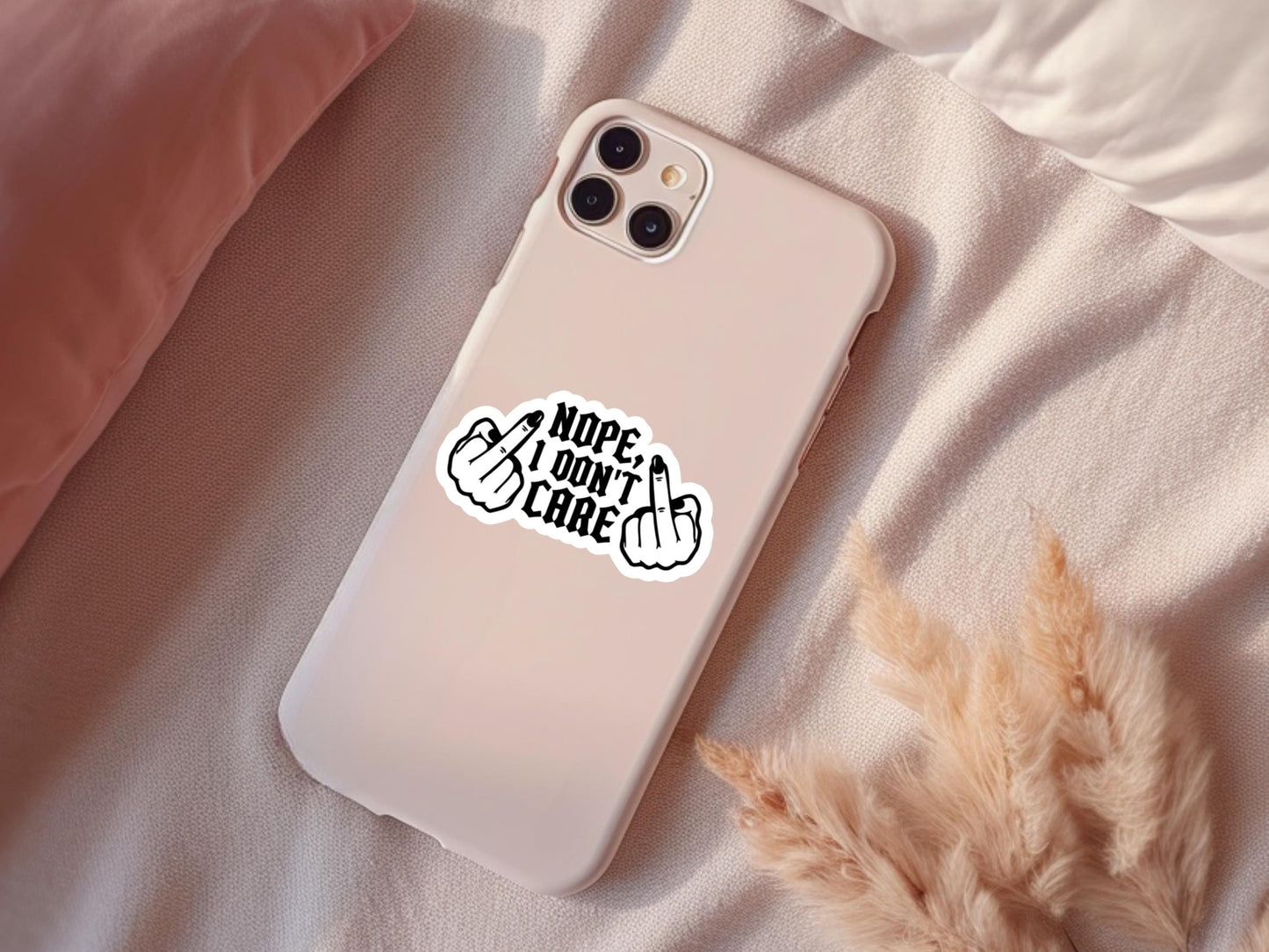 Nope, I Don't Care Flipping Fingers Sticker