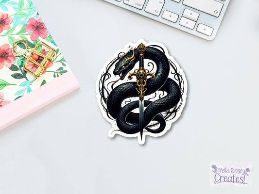 Black Snake With Fantasy Sword Sticker