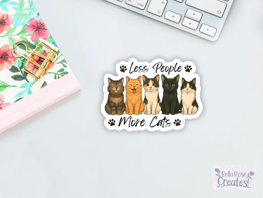 Less People More Cats Sticker