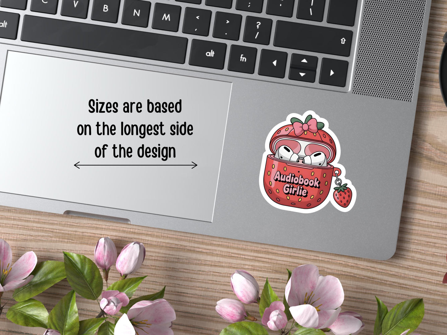 Strawberry Audiobook Girlie Ear Buds Sticker
