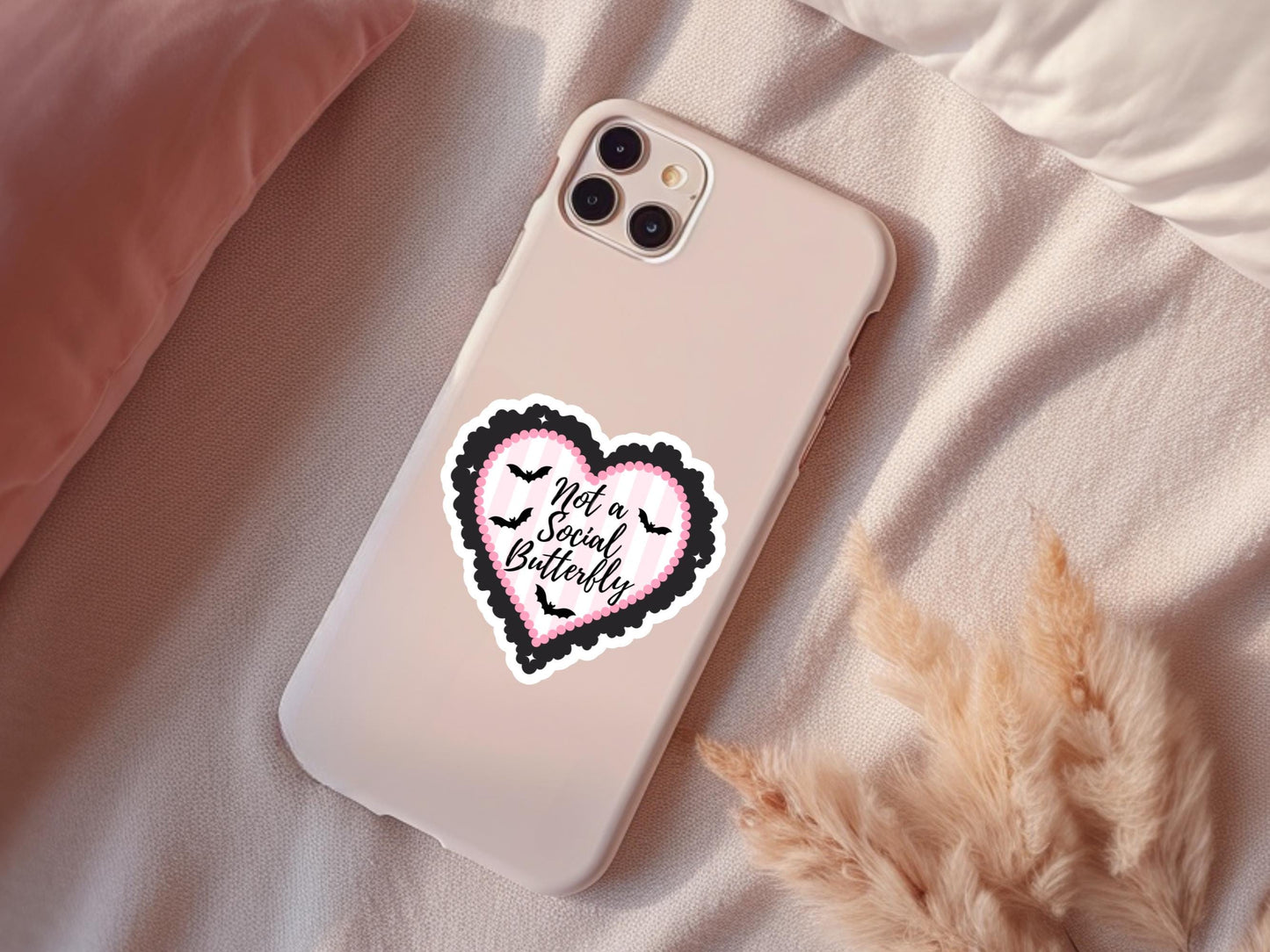 Not A Social Butterfly Heart Sticker
