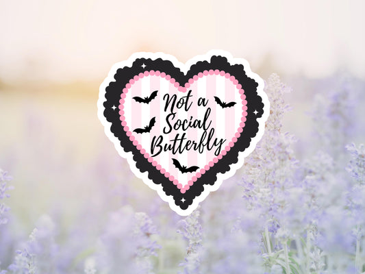 Not A Social Butterfly Heart Sticker