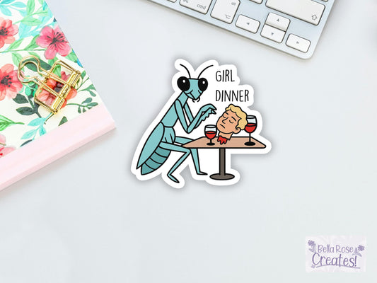 Girl Dinner Praying Mantis Sticker
