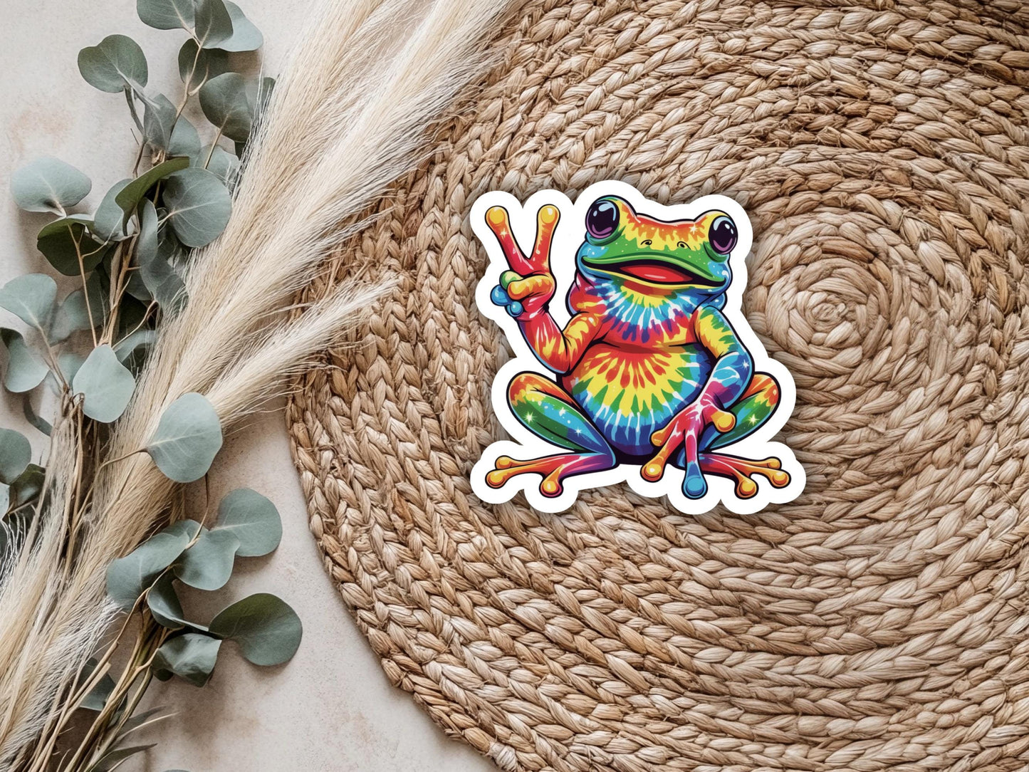 Hippie Tie Dye Frog Sticker