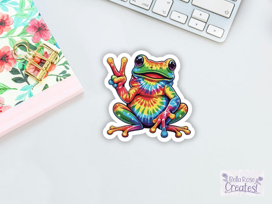 Hippie Tie Dye Frog Sticker