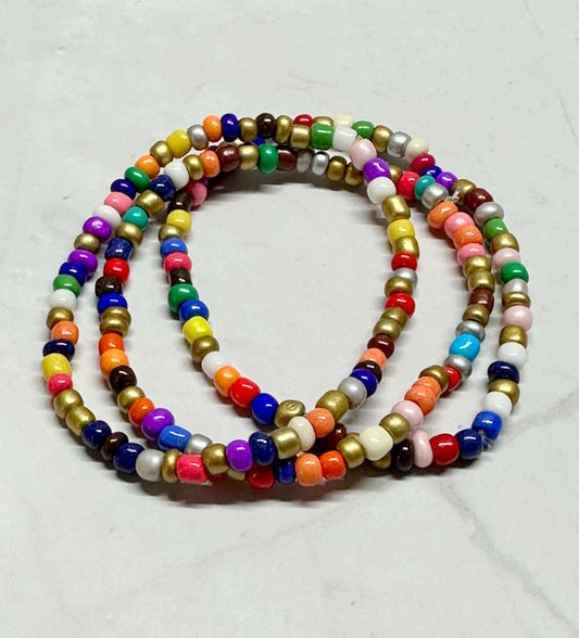 Single Strand Single Strand Mixed Colors Seed Bead Bracelet
