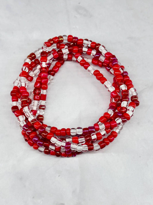 Single Strand Red Mixture Seed Bead Bracelet