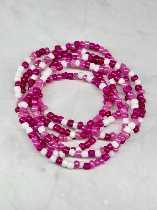 Single Strand Pink Mixture Seed Bead Bracelet