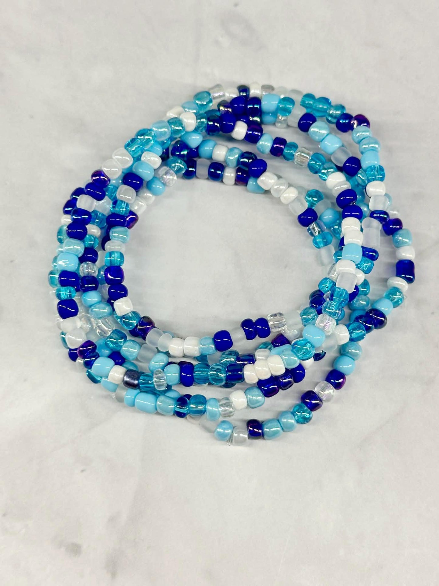 Single Strand Blue Mixture Seed Bead Bracelet