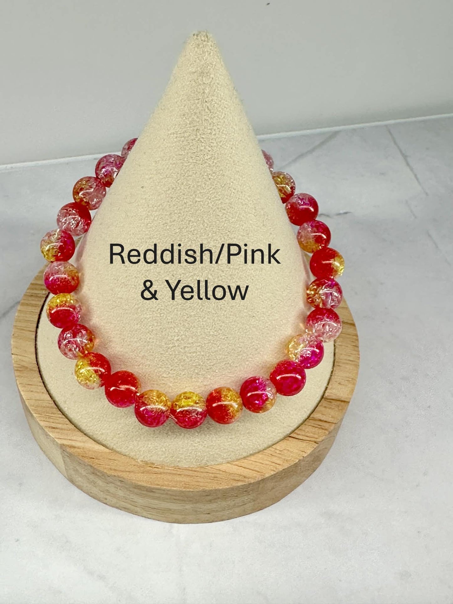 Single Strand Colorful Translucent Crackle Beaded Stretch Bracelet