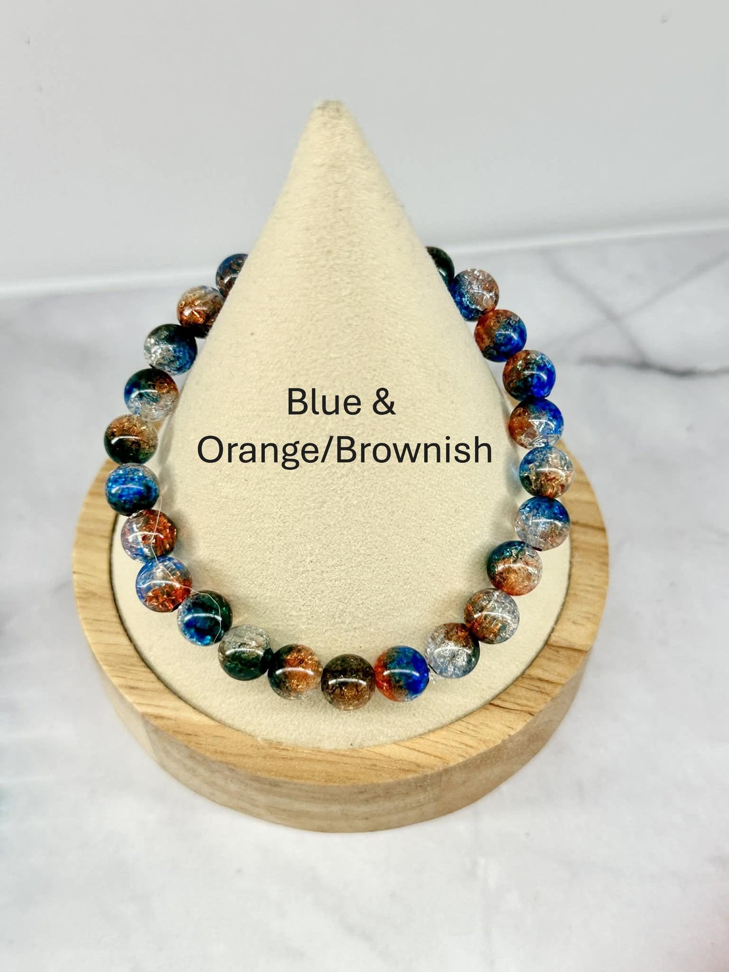 Single Strand Colorful Translucent Crackle Beaded Stretch Bracelet