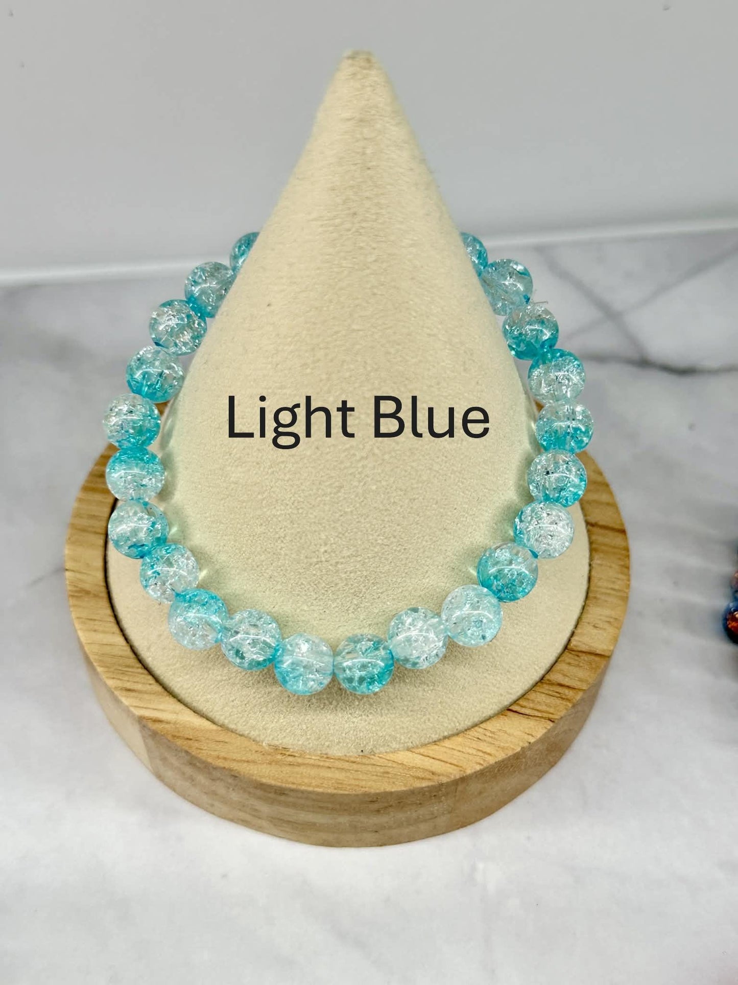 Single Strand Colorful Translucent Crackle Beaded Stretch Bracelet