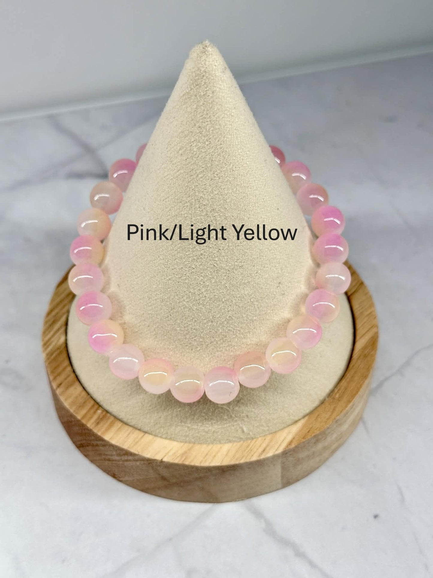 Single Strand Colorful Opaque Two Toned Beaded Stretch Bracelet