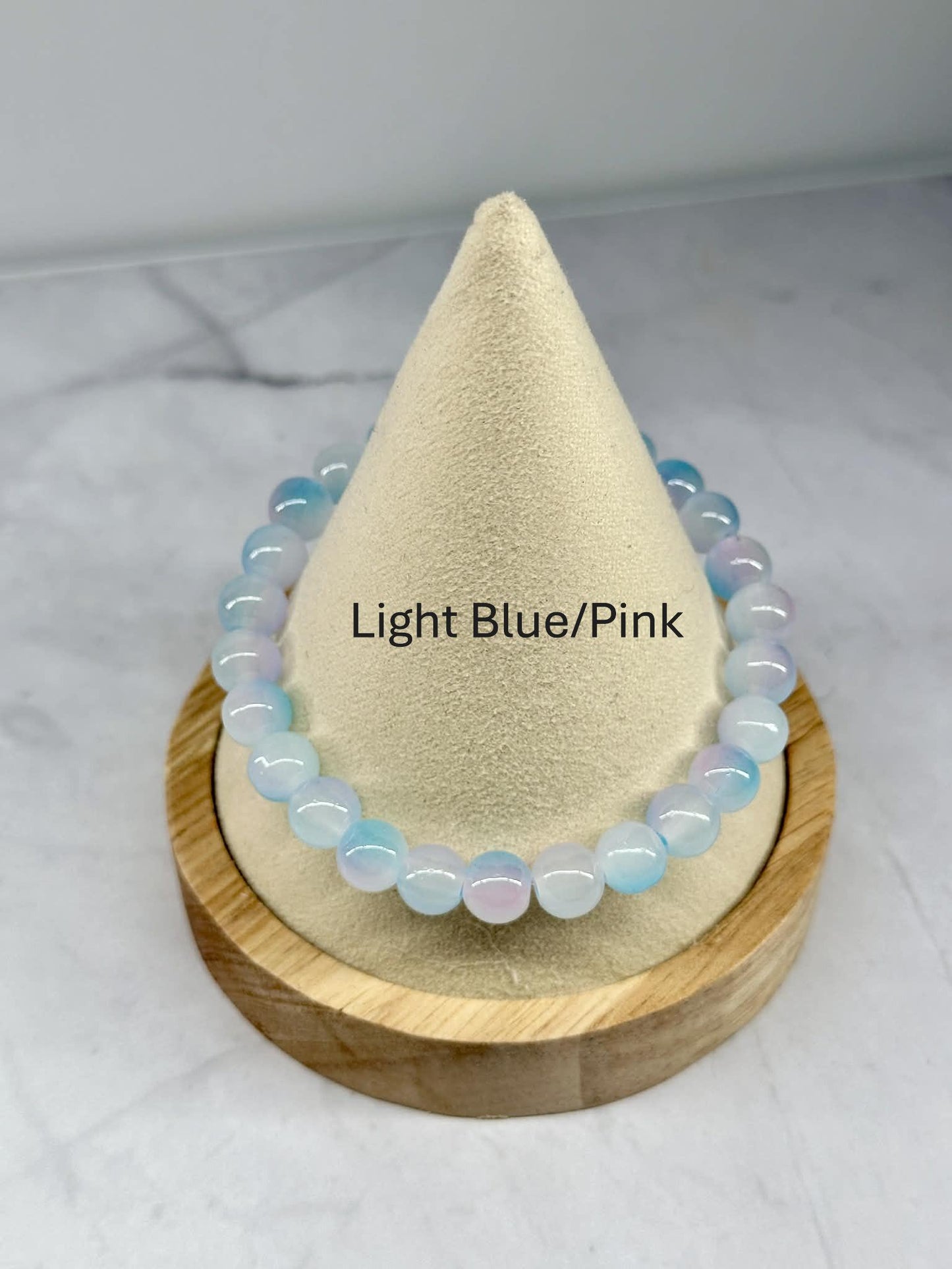 Single Strand Colorful Opaque Two Toned Beaded Stretch Bracelet