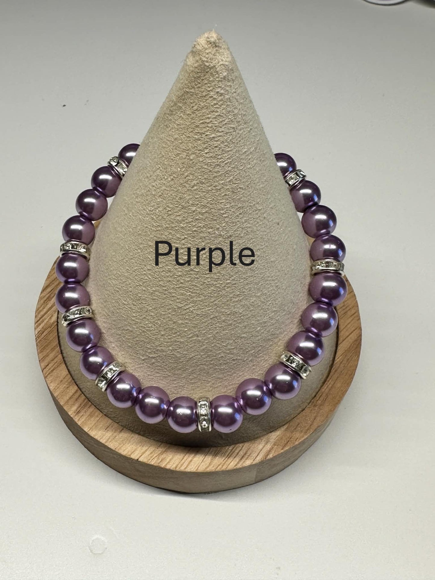 Single Strand Colorful Faux Pearl Beaded Stretch Bracelet