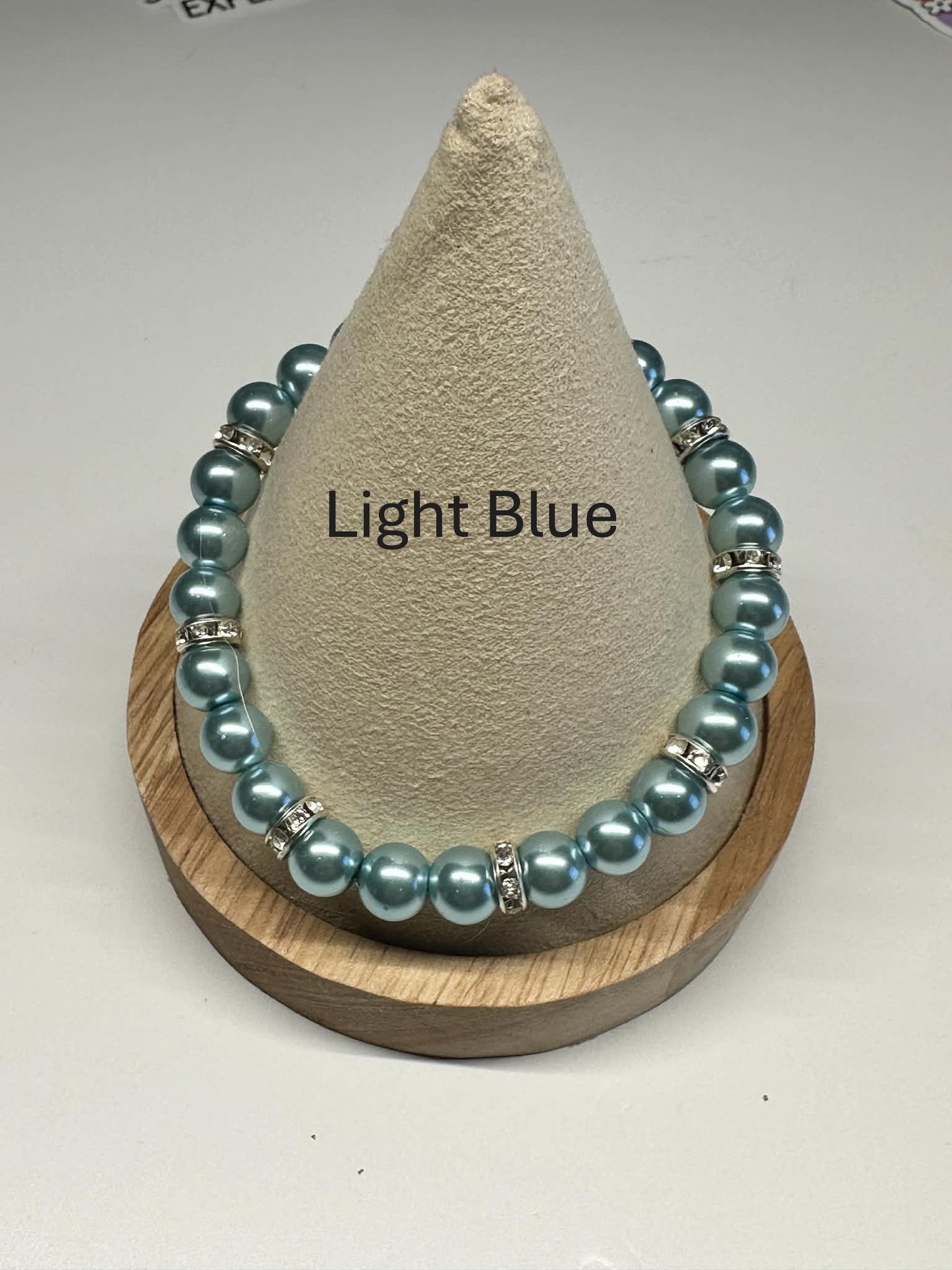 Single Strand Colorful Faux Pearl Beaded Stretch Bracelet