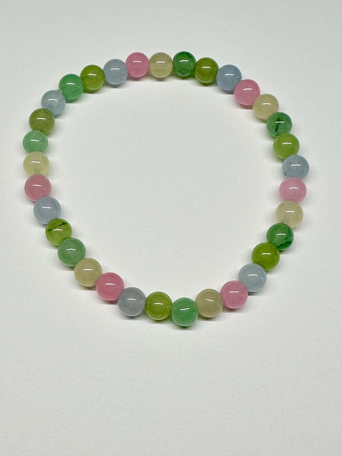 Single Strand Multi Pastel Opaque Beaded Stretch Bracelet