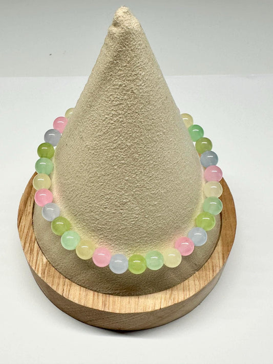 Single Strand Multi Pastel Opaque Beaded Stretch Bracelet