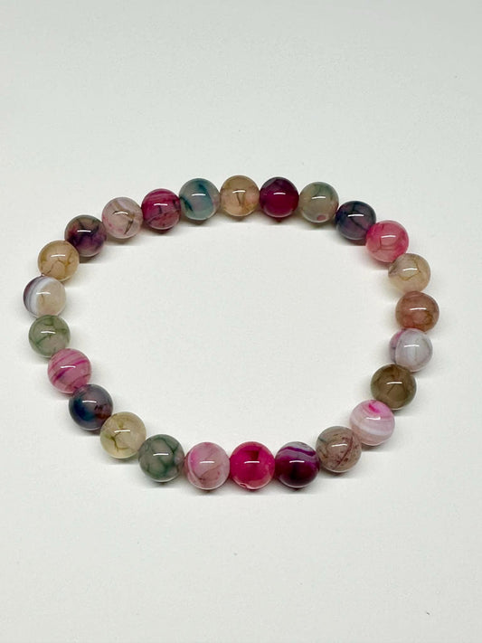 Single Strand Multi Colored Transparent Stretch Bracelet