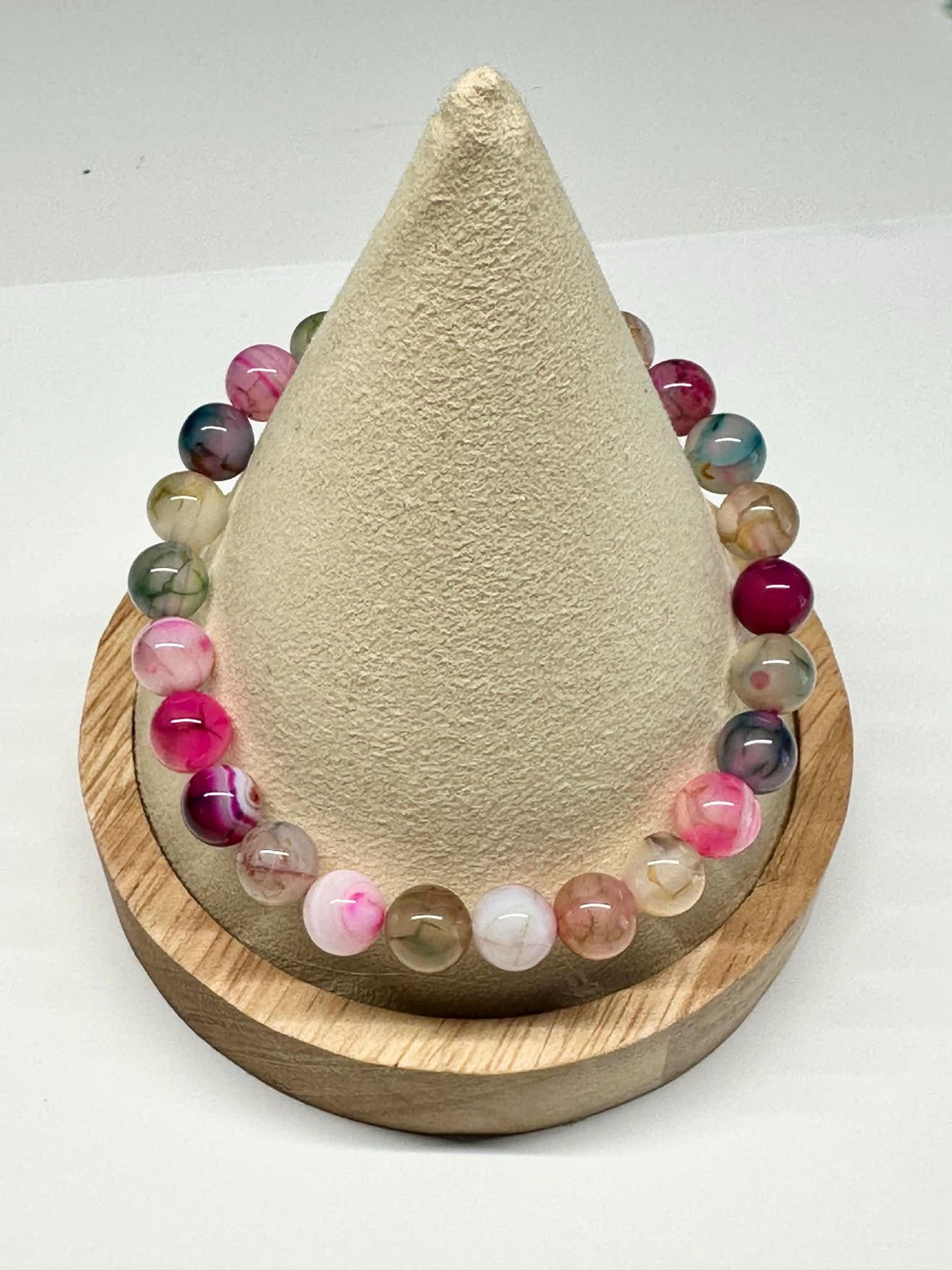 Single Strand Multi Colored Transparent Stretch Bracelet