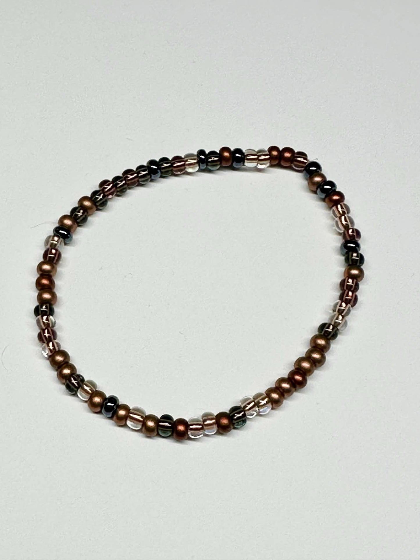 Single Strand Bronze Mixture Seed Bead Bracelet