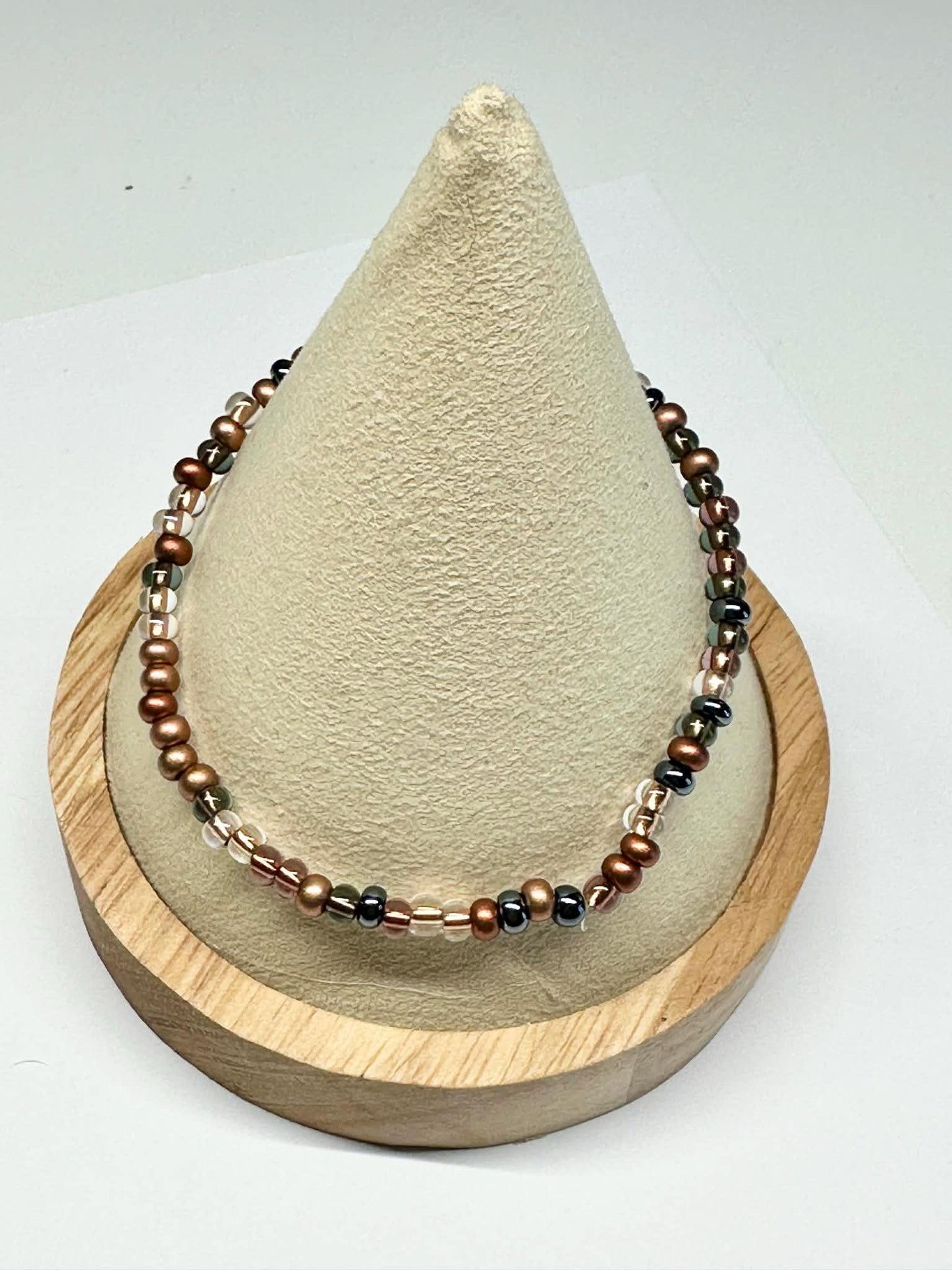 Single Strand Bronze Mixture Seed Bead Bracelet