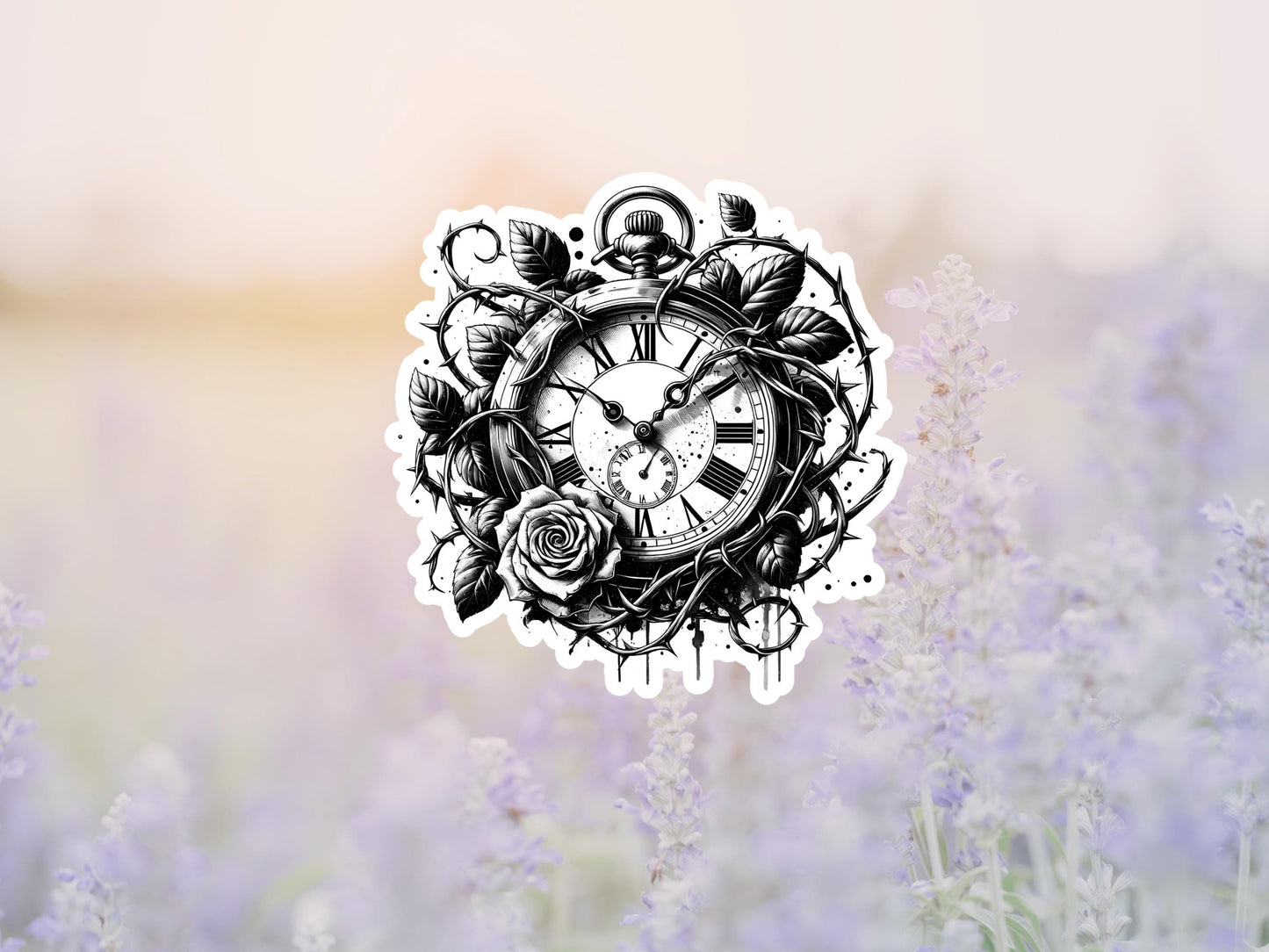 Dark Gothic Stopwatch With Vines Sticker