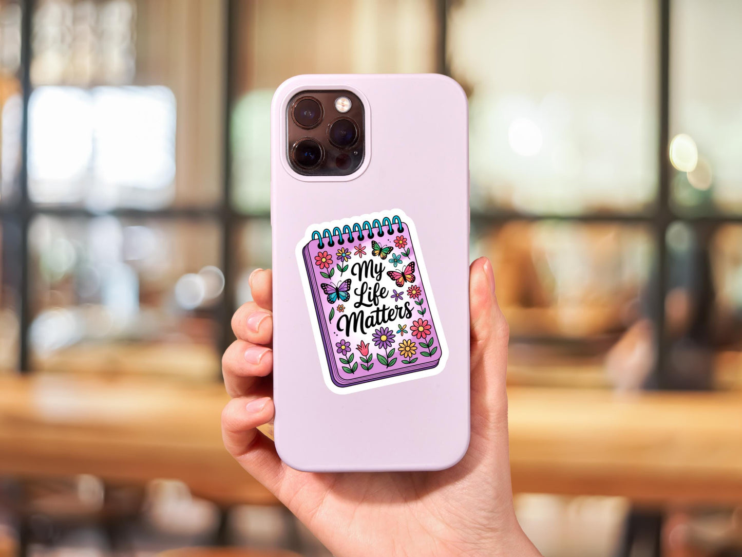 My Life Matters Floral Butterfly Notebook Sticker