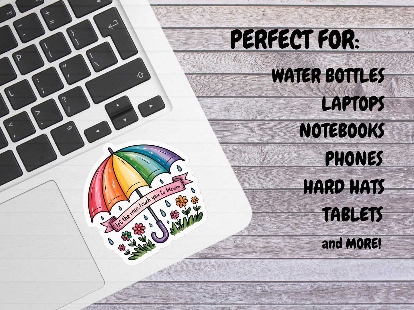 Let The Rain Teach You To Bloom Umbrella Sticker
