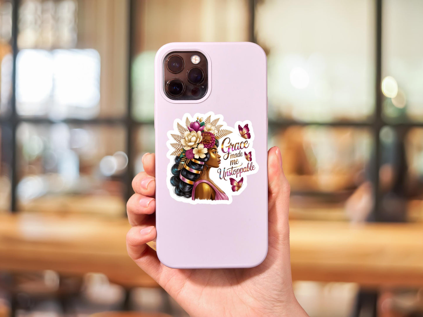 Grace Made Me Unstoppable Woman Sticker