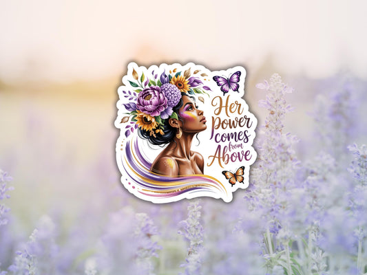 Her Power Comes From Above Woman Sticker